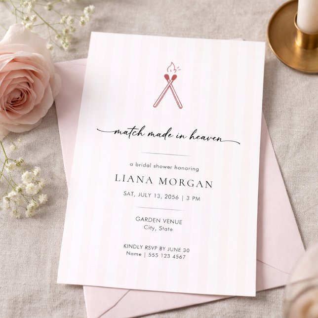 Invitación Match Made in Heaven Elegant Bridal Shower (Subido por el creador)