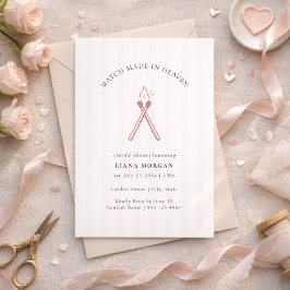 Invitación Match Made in Heaven Pink Stripe Bridal Shower