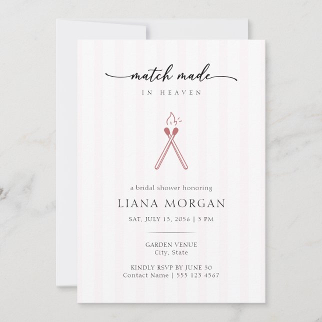 Invitación Match Made in Heaven Romantic Bridal Shower (Anverso)