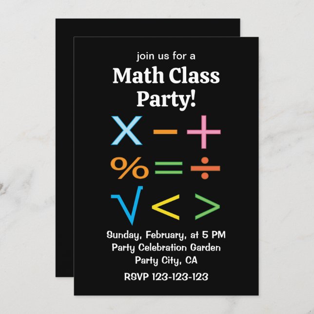 Invitación Matemáticas Matemáticas Símbolo matemático (Anverso / Reverso)