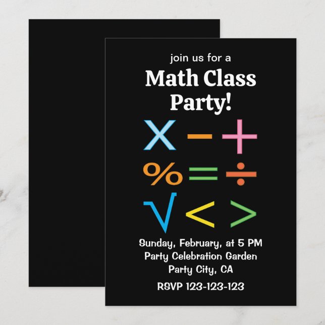 Invitación Matemáticas Símbolo matemático Matemáticas (Anverso / Reverso)