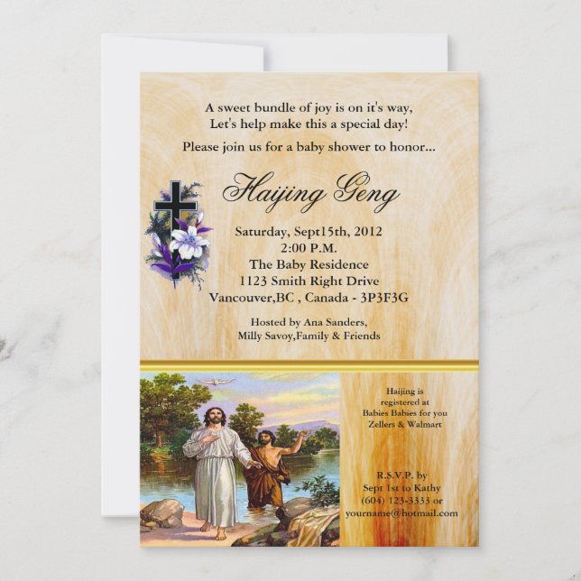 Invitación Mateo 3:13-17 Jesús está bautizado (Anverso)