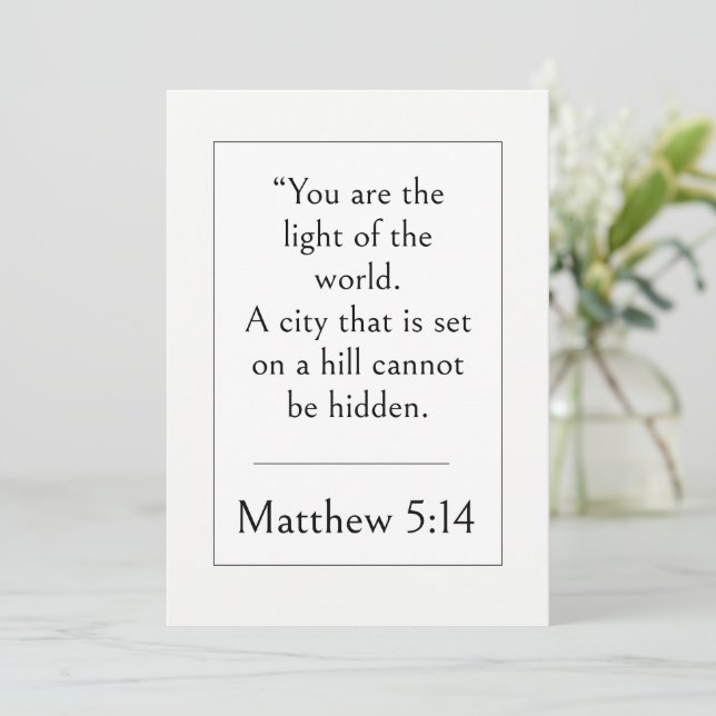 Invitación Mateo 5:14 Versículo Bíblico, Escritura Alentadora (Anverso de pie)