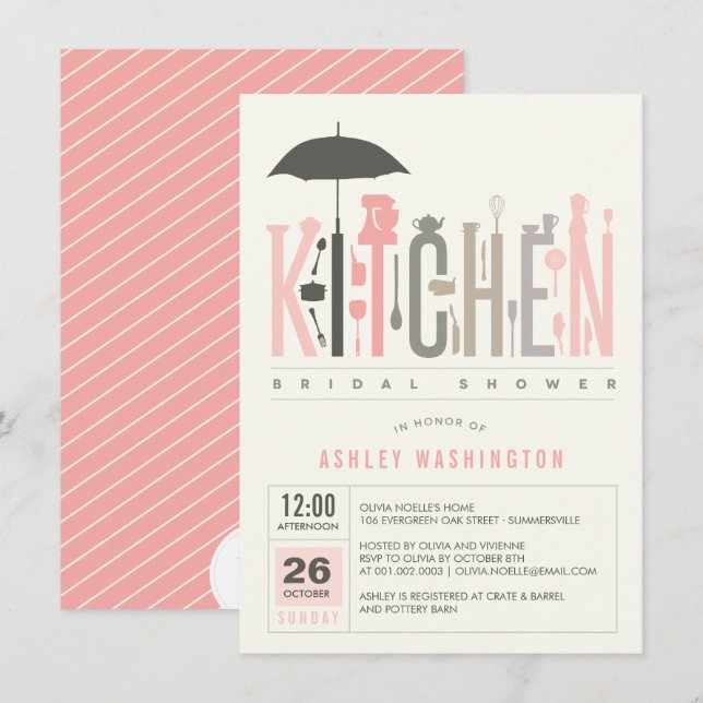 Invitación Material De Mod El Fiesta De La Cocina Bridal Show (Anverso / Reverso)