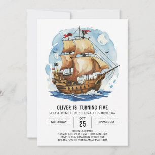 Invitación Matey Happy Nautical Pirate Birday