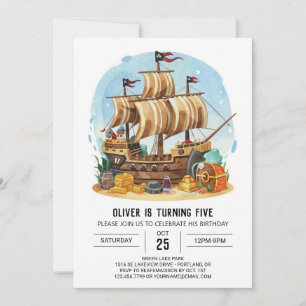 Invitación Matey Personalizado Bote Pirate Cumpleaños
