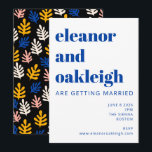 Invitación Matisse moderno Boda negro azul botánico<br><div class="desc">Boho Matisse formas botánicas en la invitación a la boda azul y rosa negro</div>