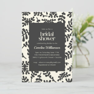 Invitación Matisse presupuesto ducha de novia negra botánica