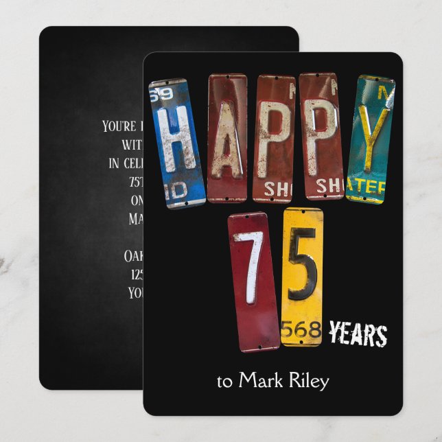 Invitación matrículas de 75 años de fiesta (Anverso / Reverso)