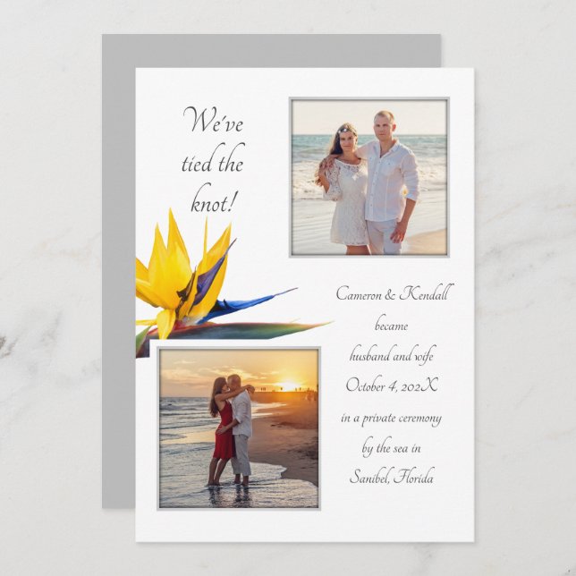 Invitación matrimonial Ave del paraíso 2 Fotos (Anverso / Reverso)