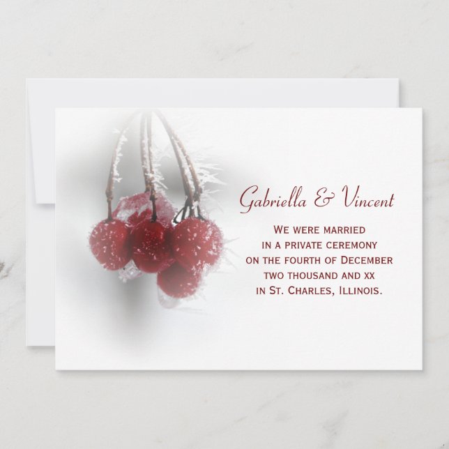 Invitación matrimonial/de Elopement de Frosty Red  (Anverso)