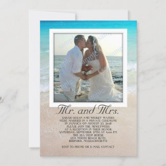 Invitación matrimonial de fotos del océano costero