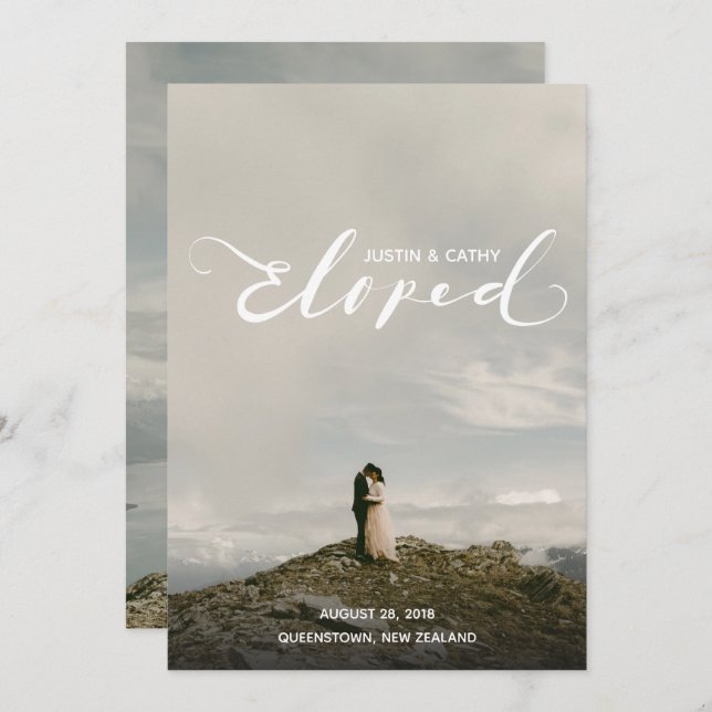 Invitación matrimonial de nombres electos personal (Anverso / Reverso)