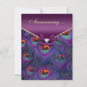 Invitación matrimonial Plum Purple Peacock