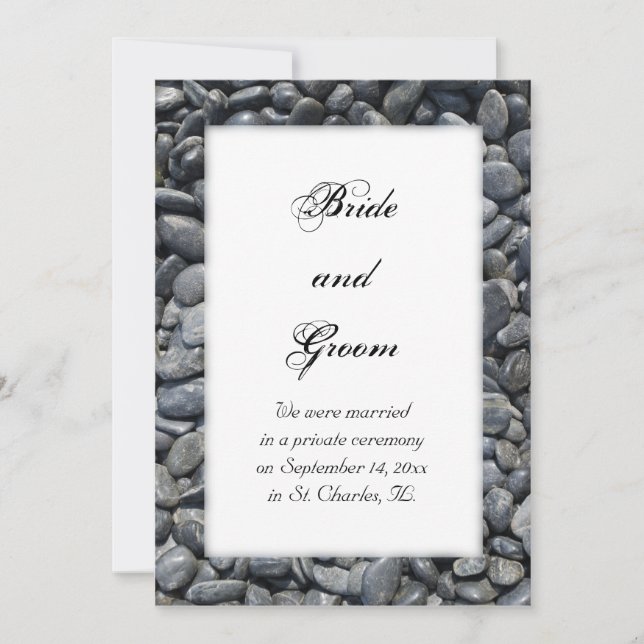 Invitación matrimonial Smooth Black Pebbles (Anverso)