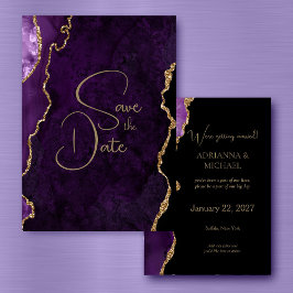 Invitación Matrimonio agato de lavanda púrpura salva la fecha