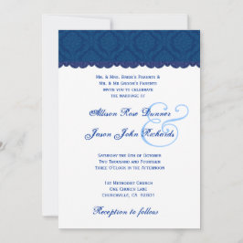 Invitación Matrimonio azul y blanco de la marina V001