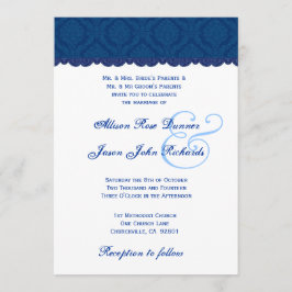 Invitación Matrimonio azul y blanco de la marina V001