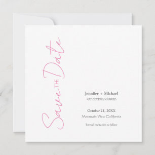 Invitación Matrimonio boda caligrafía Minimalista blanco rosa