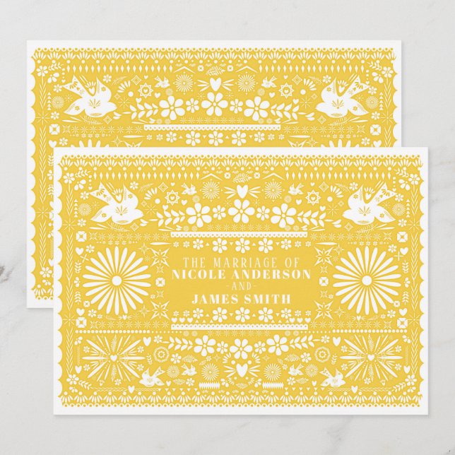 Invitación Matrimonio Boda del Libro Blanco Amarillo del Pica (Anverso / Reverso)
