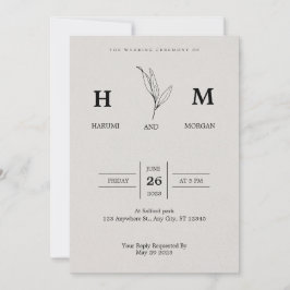 Invitación Matrimonio Crema Y Negro Sencillo Elegante Minimal