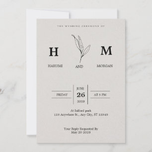 Invitación Matrimonio Crema Y Negro Sencillo Elegante Minimal