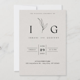 Invitación Matrimonio Crema Y Negro Sencillo Elegante Minimal