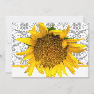 Invitación Matrimonio Damasco amarillo y gris