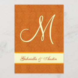 Invitación Matrimonio Damasco de Crema y Naranja A478