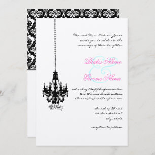 Invitación Matrimonio Damask de Chandelier de una granja vict