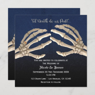 Invitación Matrimonio de Bodas de oro de Skeleton azul