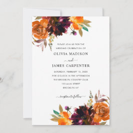 Invitación Matrimonio de caída de flores moradas simples de c