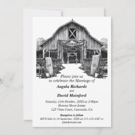 Invitación Matrimonio de campo blanco y negro