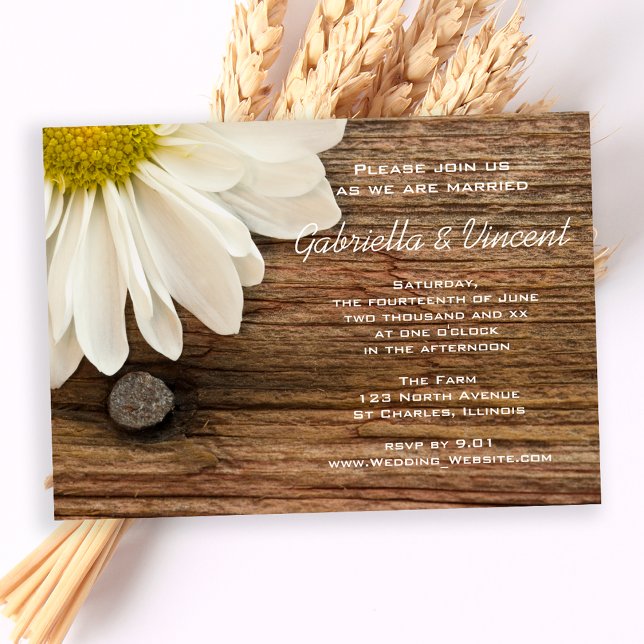 Invitación Matrimonio de campo de la marea blanca y la madera (Subido por el creador)