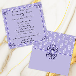 Invitación Matrimonio de Damasco Azul Violeta