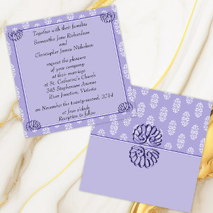 Invitación Matrimonio de Damasco Azul Violeta