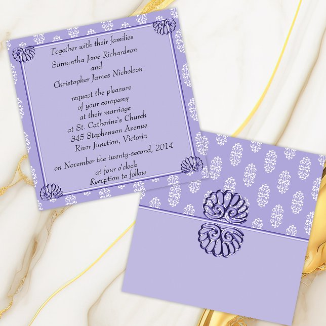 Invitación Matrimonio de Damasco Azul Violeta (Subido por el creador)