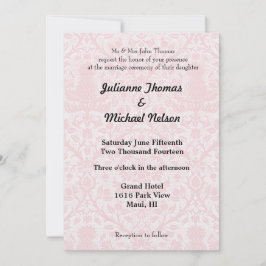 Invitación Matrimonio de Damasco Blanco y Rosa de bonito