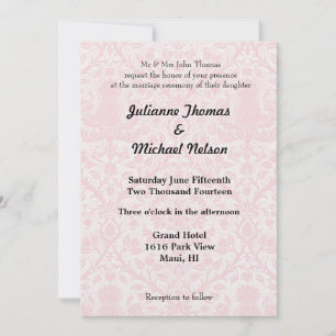 Invitación Matrimonio de Damasco Blanco y Rosa de bonito