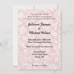 Invitación Matrimonio de Damasco Blanco y Rosa de bonito