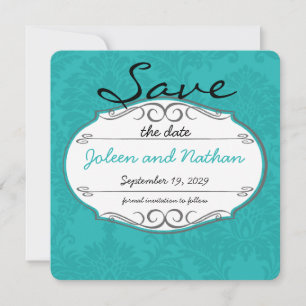 Invitación Matrimonio de Damasco de Chartreuse Turquesa Moder