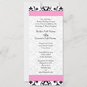Invitación Matrimonio de Damasco Floral Vintage en blanco y n