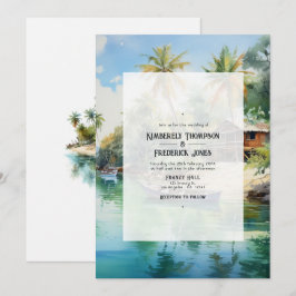 Invitación Matrimonio de destino caribeño acuarela