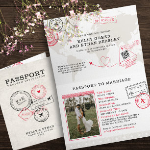 Invitación Matrimonio de destino de Beige Passport