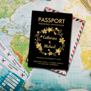 Invitación Matrimonio de destino de pasaporte negro