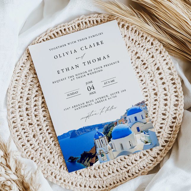 Invitación Matrimonio de destino del Skyline Grecia de Santor (Subido por el creador)