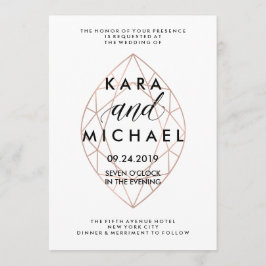Invitación Matrimonio de diamantes geométrico moderno y minim