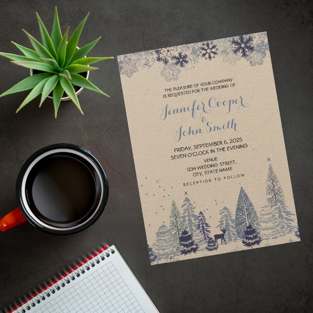 Invitación Matrimonio de invierno con copas de nieve rusas (Subido por el creador)