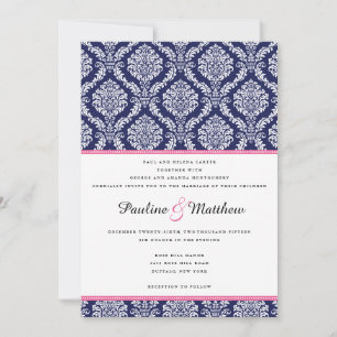 Invitación Matrimonio de Moda y Damasco Rosado