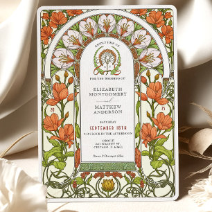 Invitación Matrimonio de otoño de Art Nouveau Naranja quemada